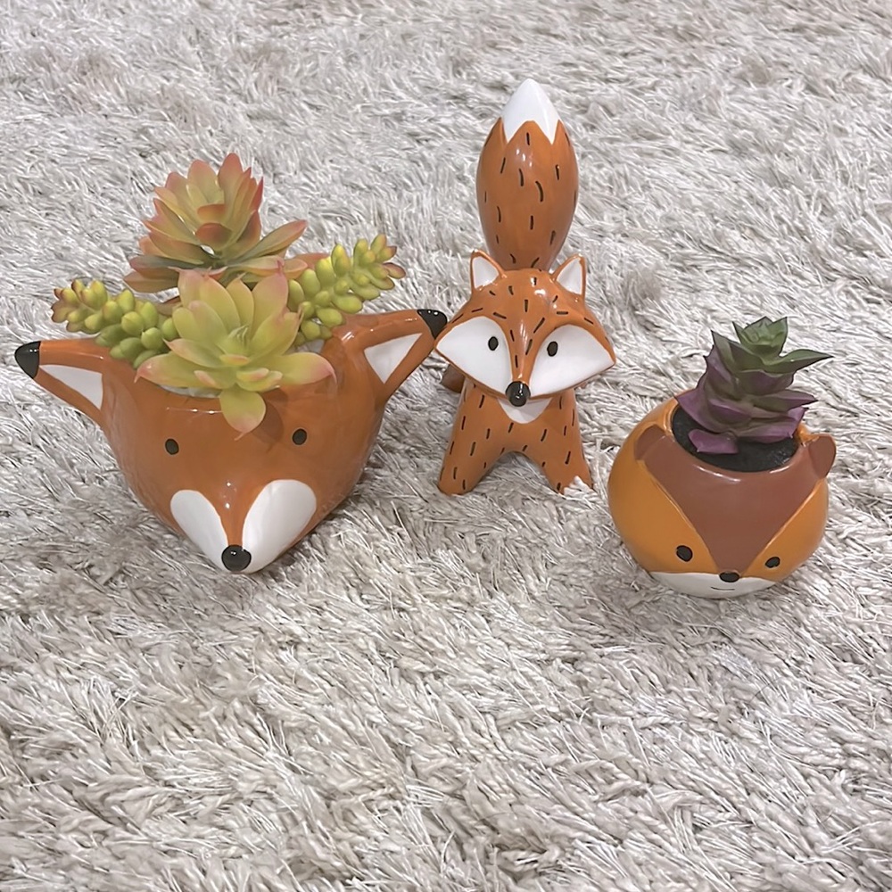 Fall Ceramic Fox Decor